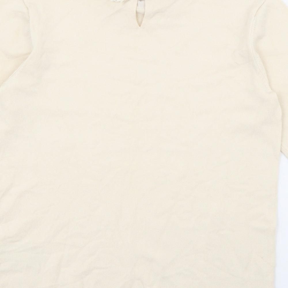 Warehouse Womens Ivory Collared  Viscose Pullover Jumper Size 10