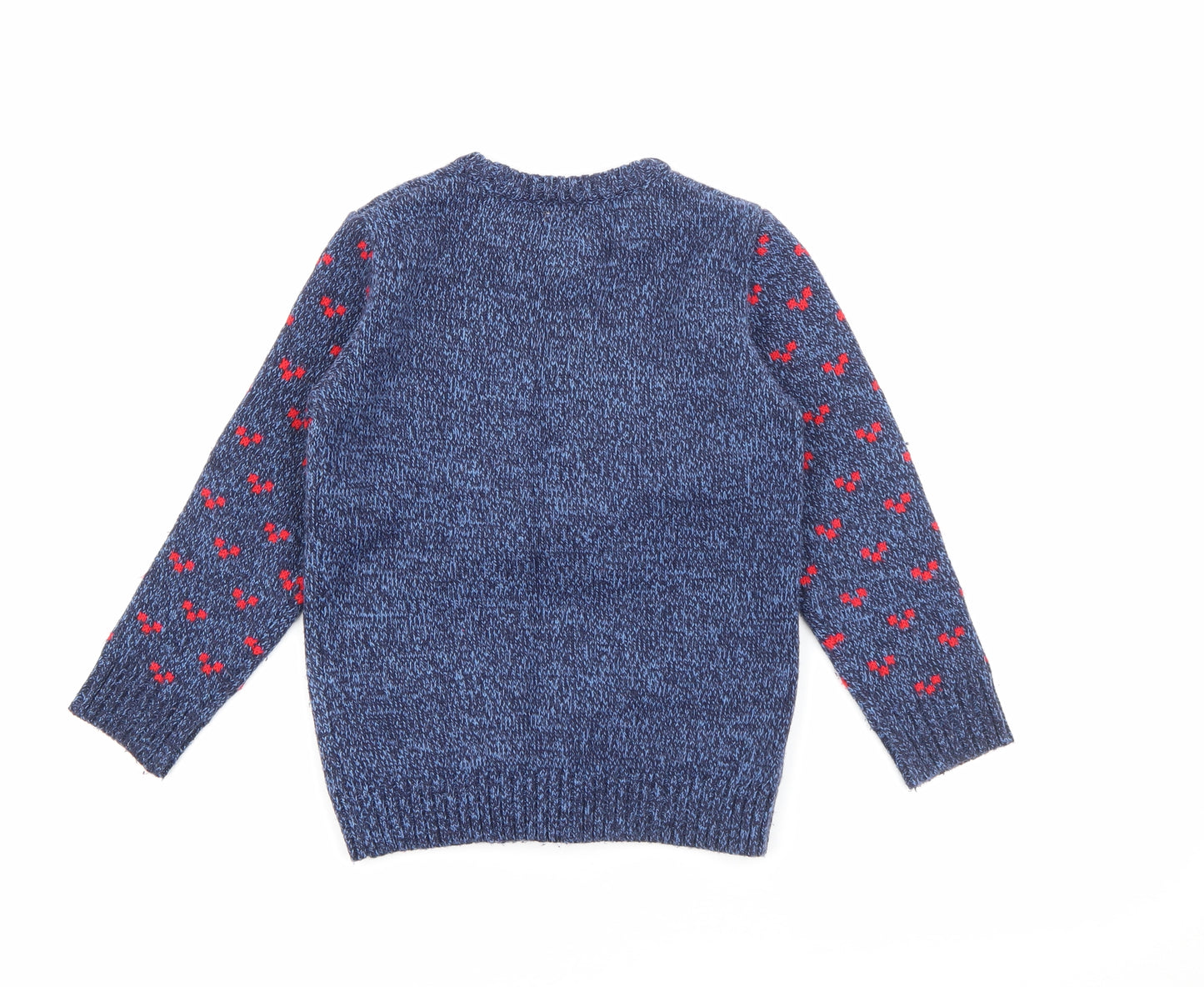 George Boys Blue Crew Neck  Acrylic Pullover Jumper Size 5-6 Years   - Rudolph Christmas Jumper