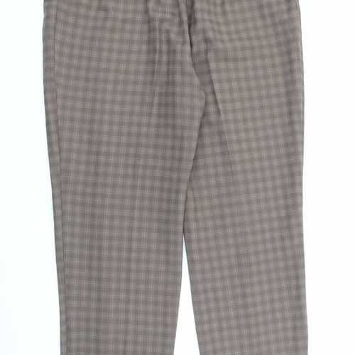 Marks and Spencer Womens Brown Plaid Polyester Trousers  Size 18 L28 in Regular