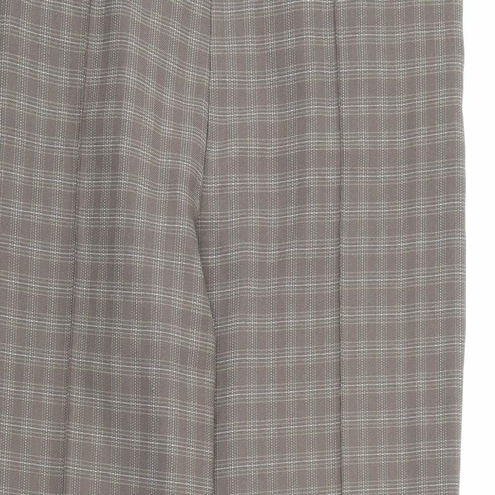 Marks and Spencer Womens Brown Plaid Polyester Trousers  Size 18 L28 in Regular