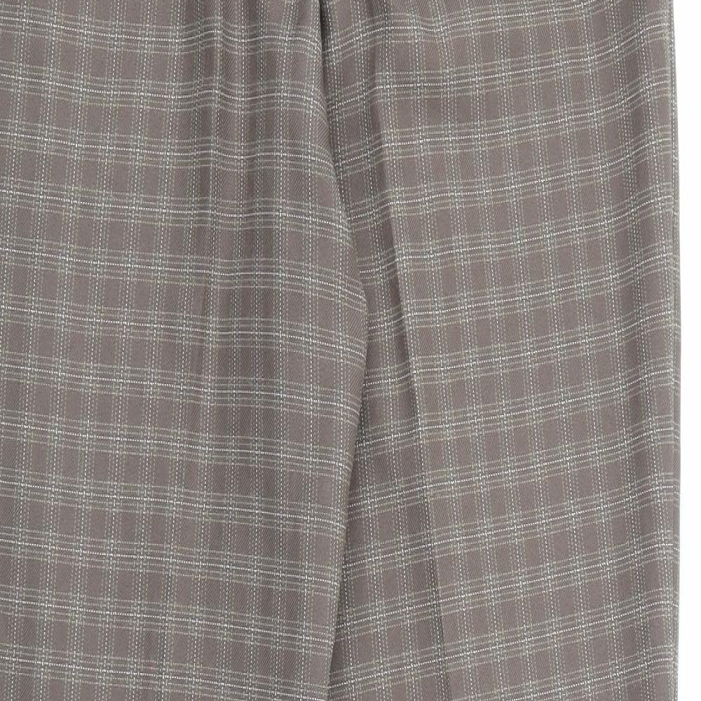 Marks and Spencer Womens Brown Plaid Polyester Trousers  Size 18 L28 in Regular