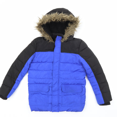 M&Co Boys Blue   Puffer Jacket Coat Size 11-12 Years  Zip