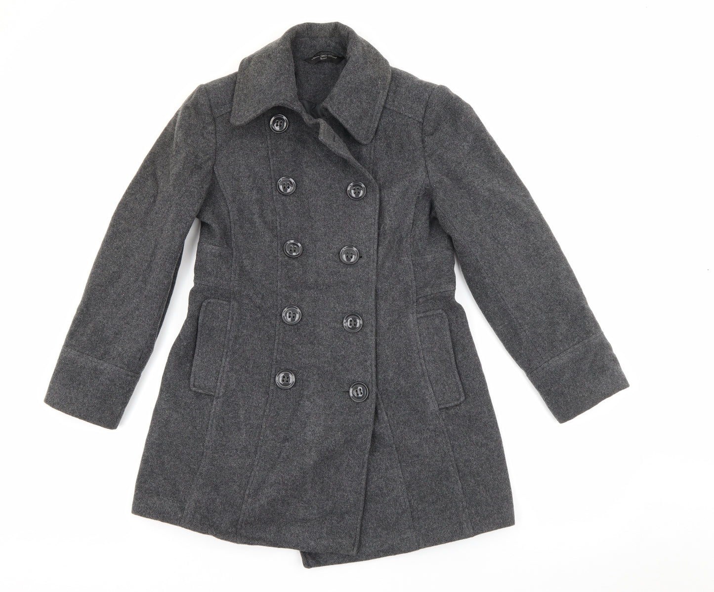 BHS Womens Grey   Overcoat Coat Size 8  Button