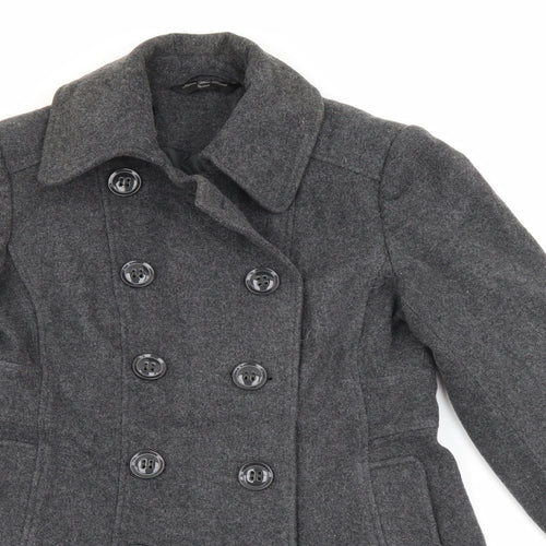 BHS Womens Grey   Overcoat Coat Size 8  Button