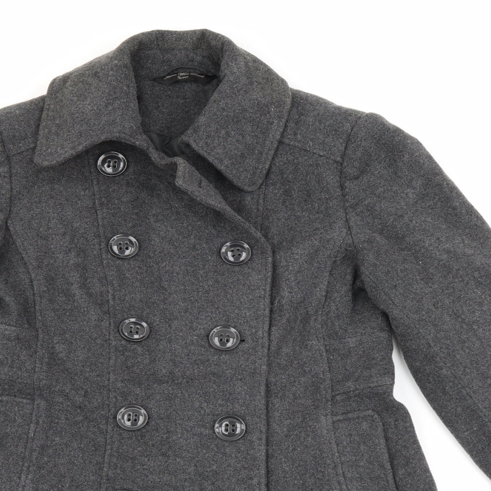 BHS Womens Grey   Overcoat Coat Size 8  Button