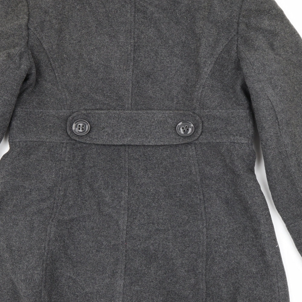 BHS Womens Grey   Overcoat Coat Size 8  Button