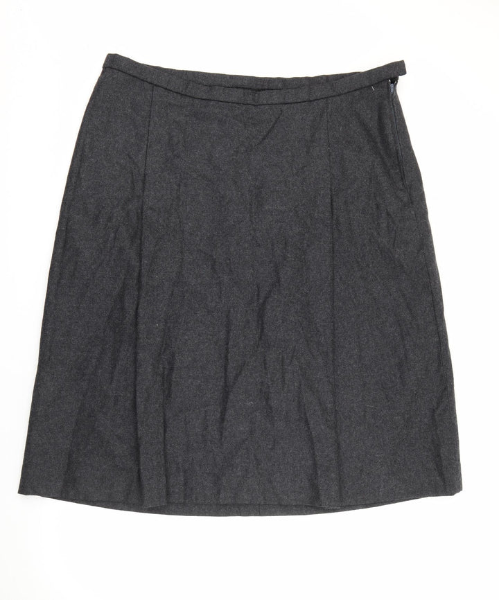 Preworn Womens Grey Acrylic A-Line Skirt Size 42 in Zip