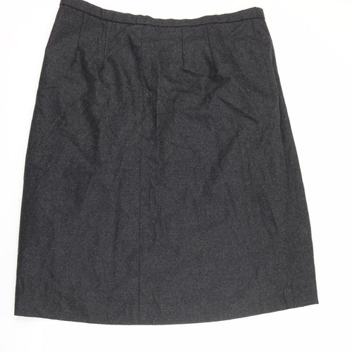 Preworn Womens Grey  Acrylic A-Line Skirt Size 42 in   Zip