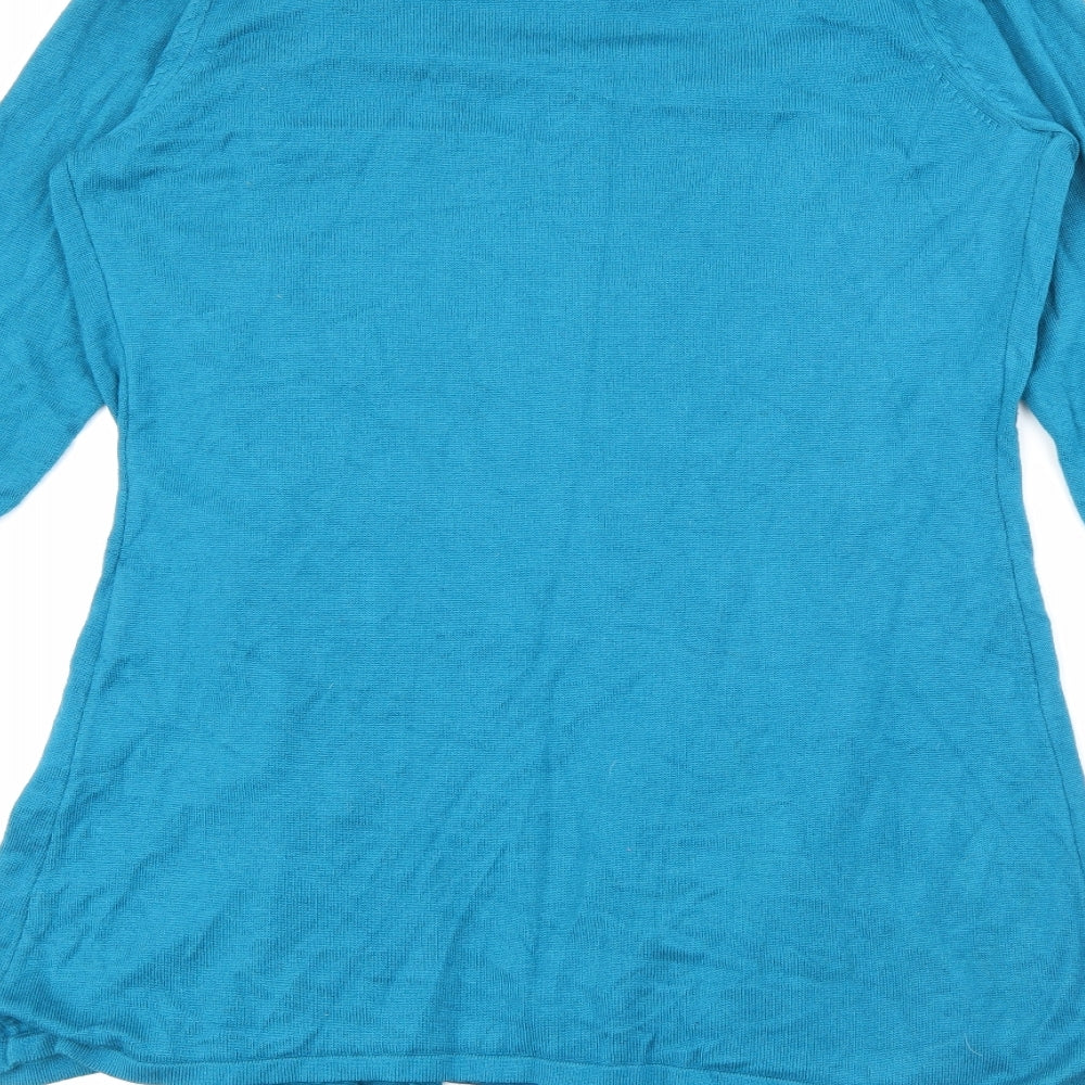 Per Una Womens Blue V-Neck  Viscose Cardigan Jumper Size 12