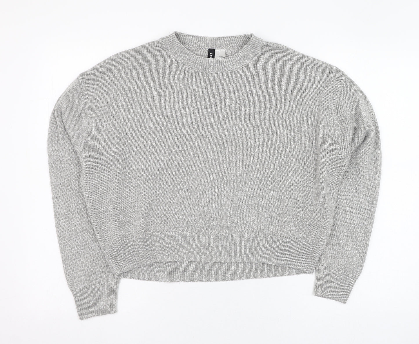 H&M Womens Grey Round Neck  Acrylic Pullover Jumper Size S