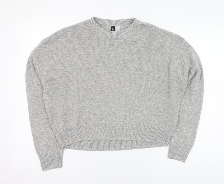 H&M Womens Grey Round Neck  Acrylic Pullover Jumper Size S