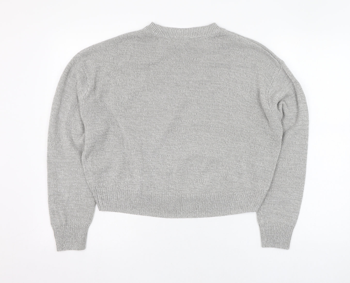 H&M Womens Grey Round Neck  Acrylic Pullover Jumper Size S