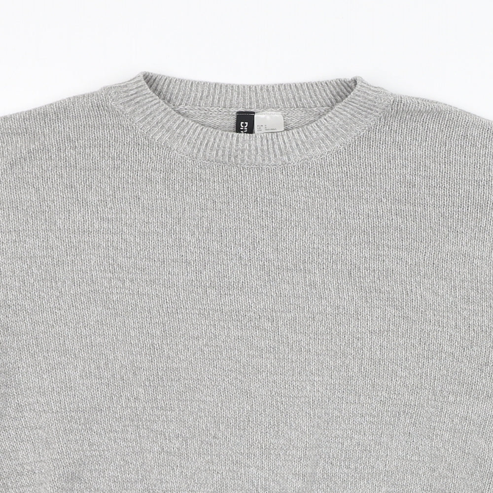 H&M Womens Grey Round Neck  Acrylic Pullover Jumper Size S