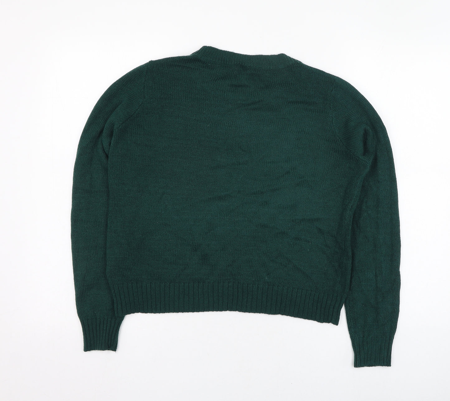 H&M Womens Green Round Neck  Acrylic Pullover Jumper Size S