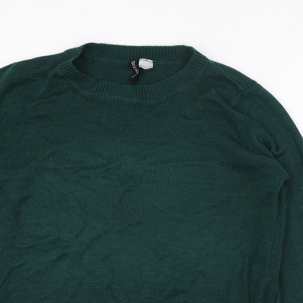 H&M Womens Green Round Neck  Acrylic Pullover Jumper Size S
