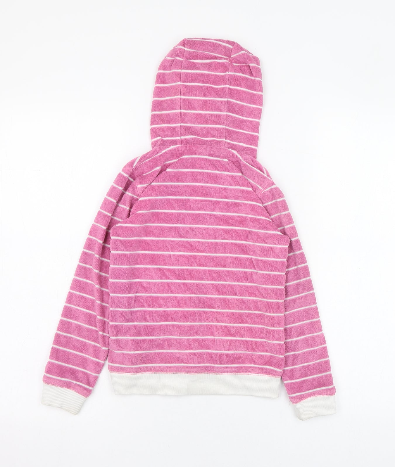 TU Girls Pink Striped Cotton Full Zip Hoodie Size 7 Years  Zip - Palm Tree