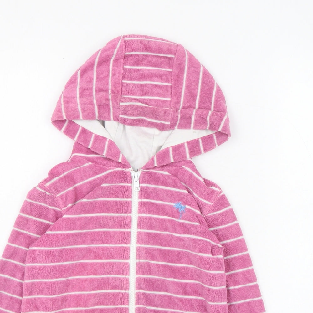 TU Girls Pink Striped Cotton Full Zip Hoodie Size 7 Years  Zip - Palm Tree