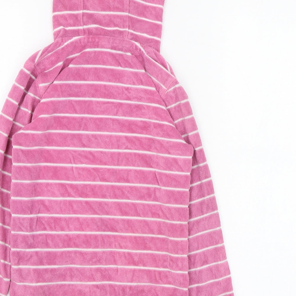 TU Girls Pink Striped Cotton Full Zip Hoodie Size 7 Years  Zip - Palm Tree