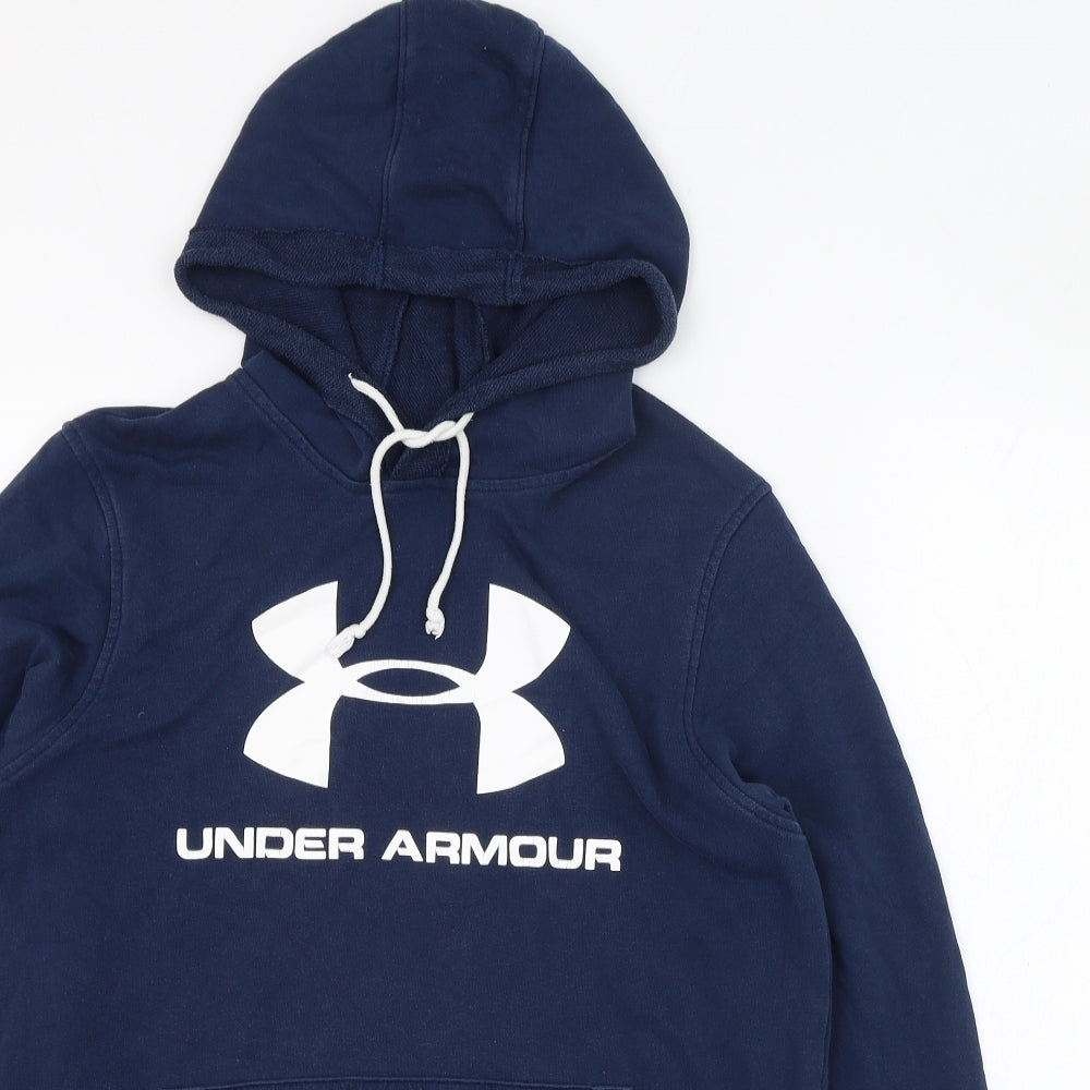 Under armour Mens Blue  Cotton Pullover Hoodie Size S