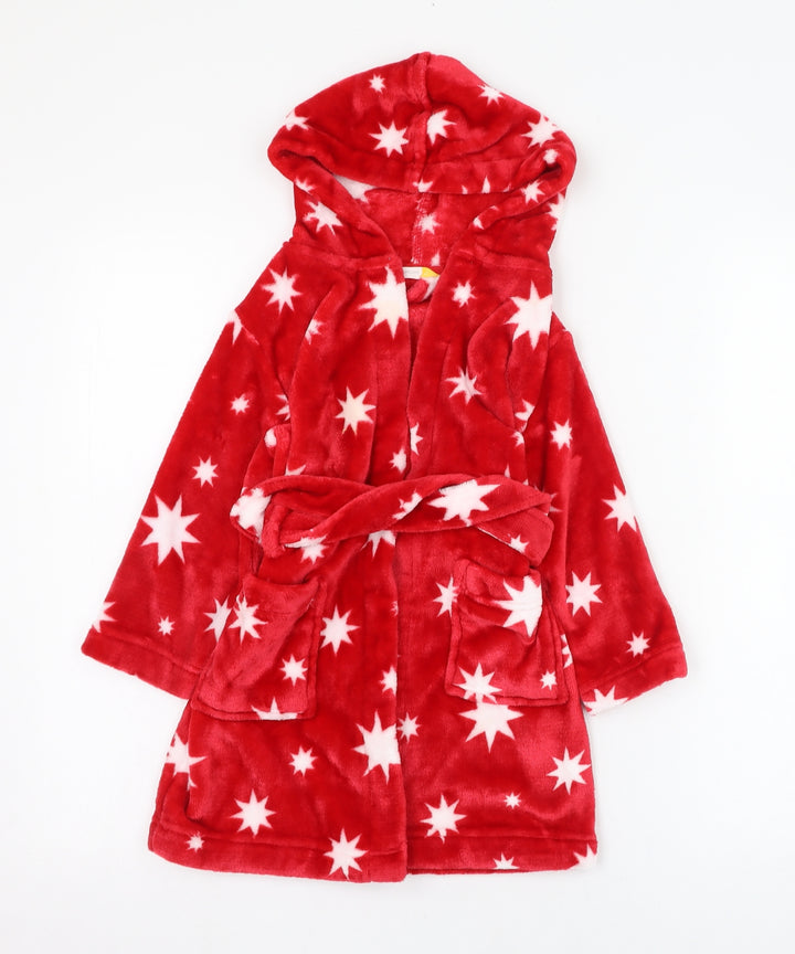 John Lewis Girls Red Solid Polyester Kimono Gown Size 3 Years Tie - Stars