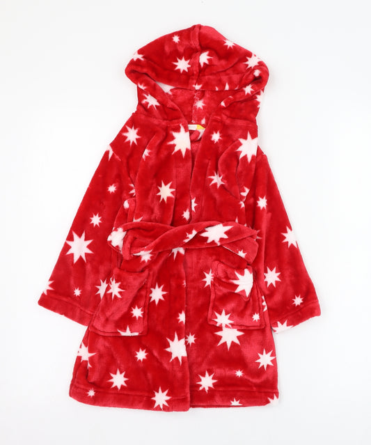 John Lewis Girls Red Solid Polyester Kimono Gown Size 3 Years  Tie - Stars
