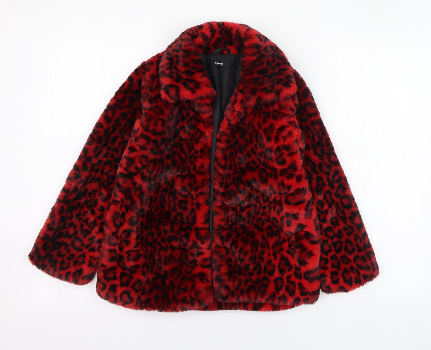 George Girls Red Animal Print  Overcoat Coat Size 7-8 Years