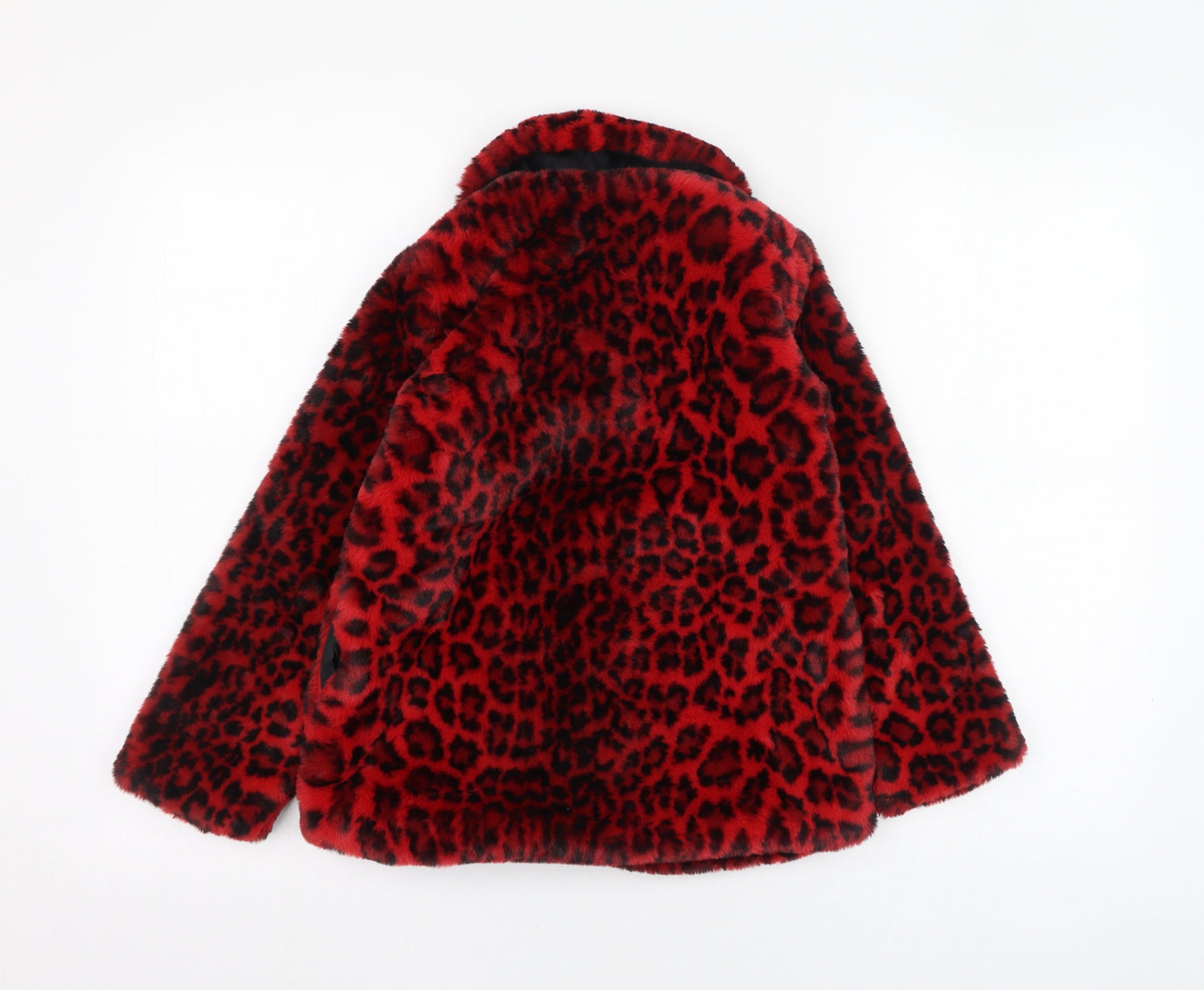 George Girls Red Animal Print  Overcoat Coat Size 7-8 Years