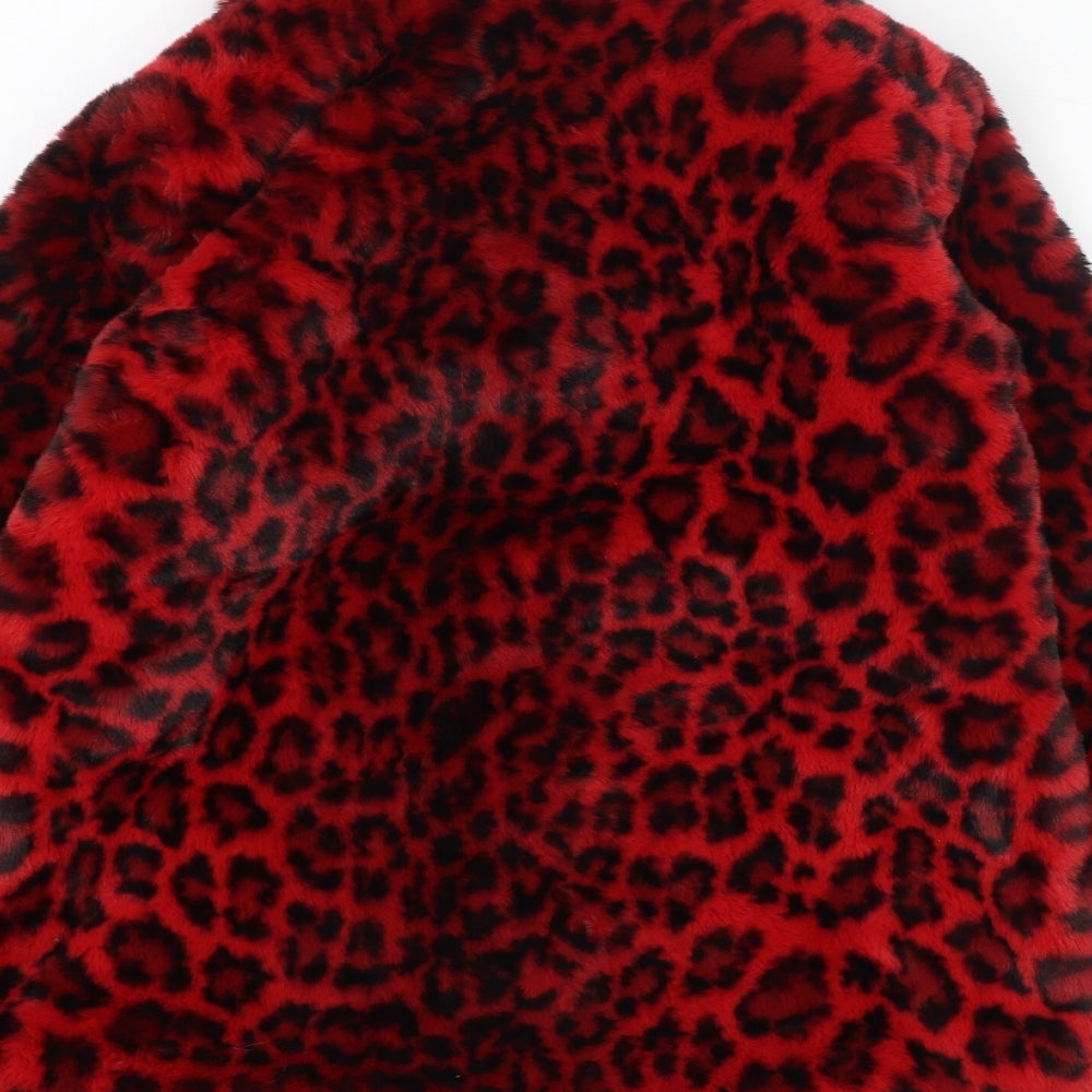 George Girls Red Animal Print  Overcoat Coat Size 7-8 Years
