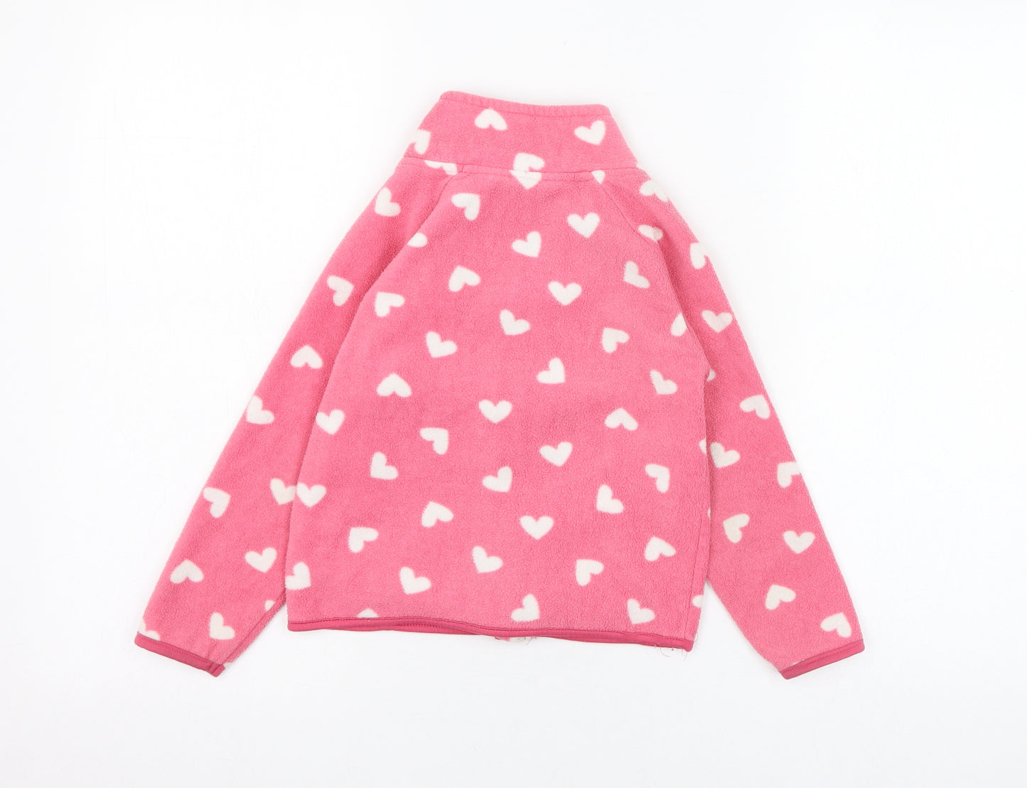Primark Girls Pink  Polyester Pullover Sweatshirt Size 4-5 Years  Zip - Heart, Fleece