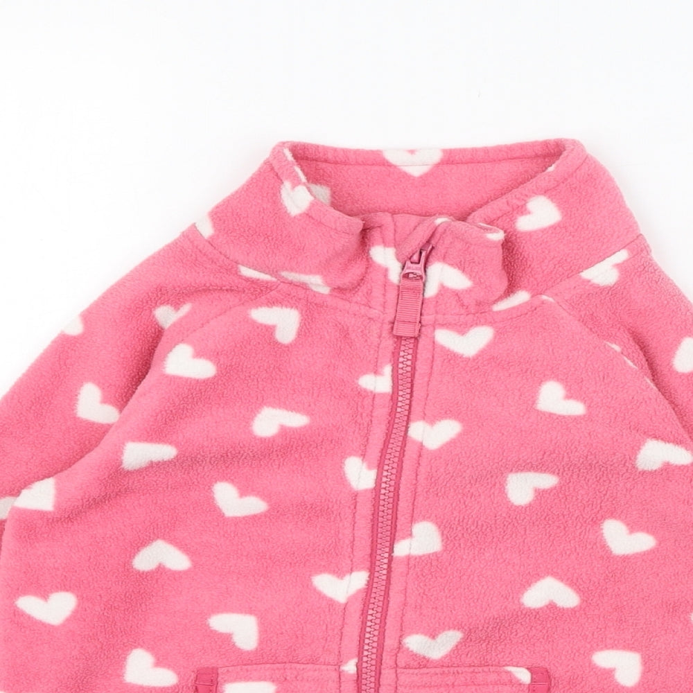 Primark Girls Pink  Polyester Pullover Sweatshirt Size 4-5 Years  Zip - Heart, Fleece