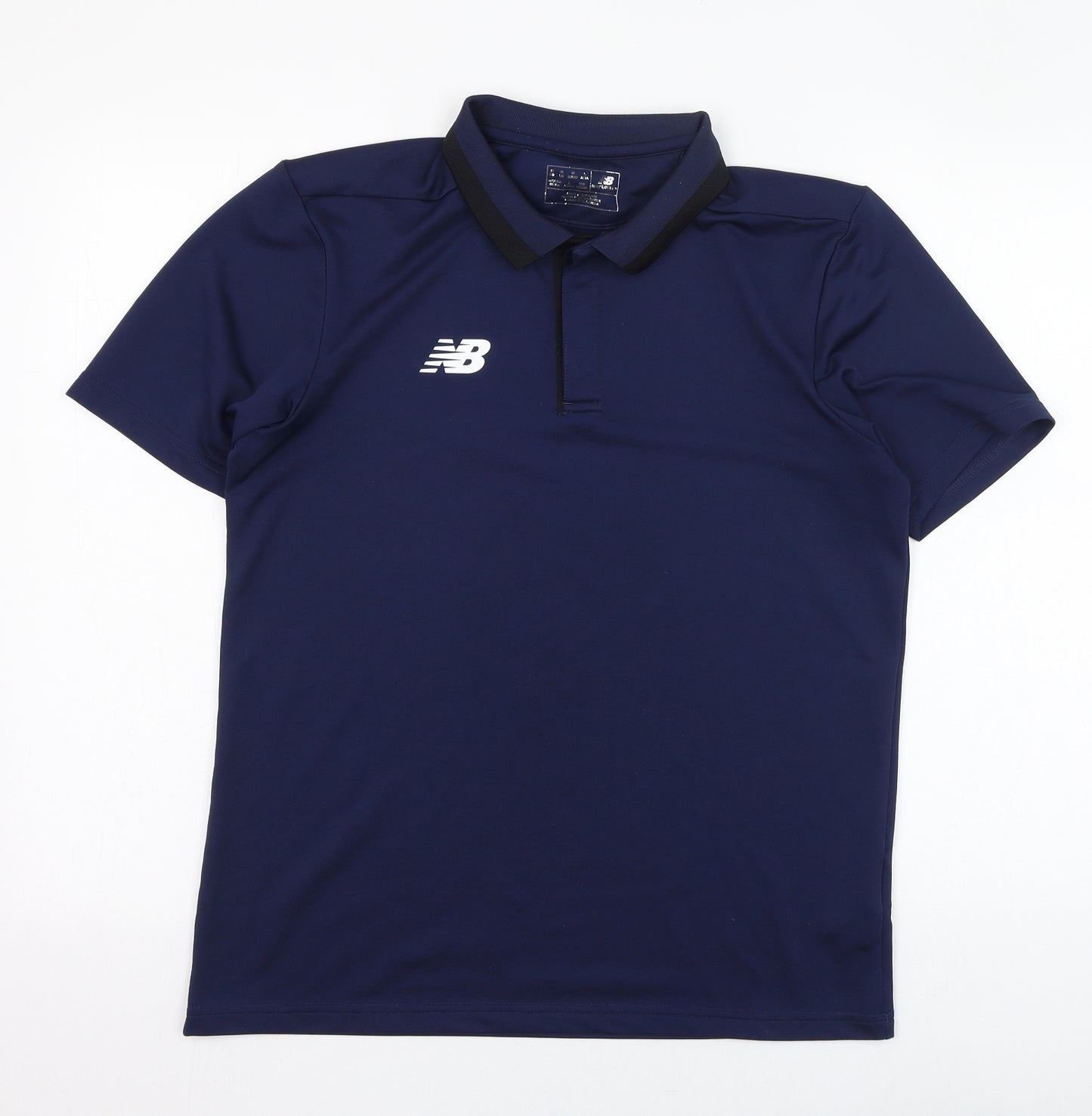 New Balance Mens Blue  Polyester Basic T-Shirt Size M Collared Pullover