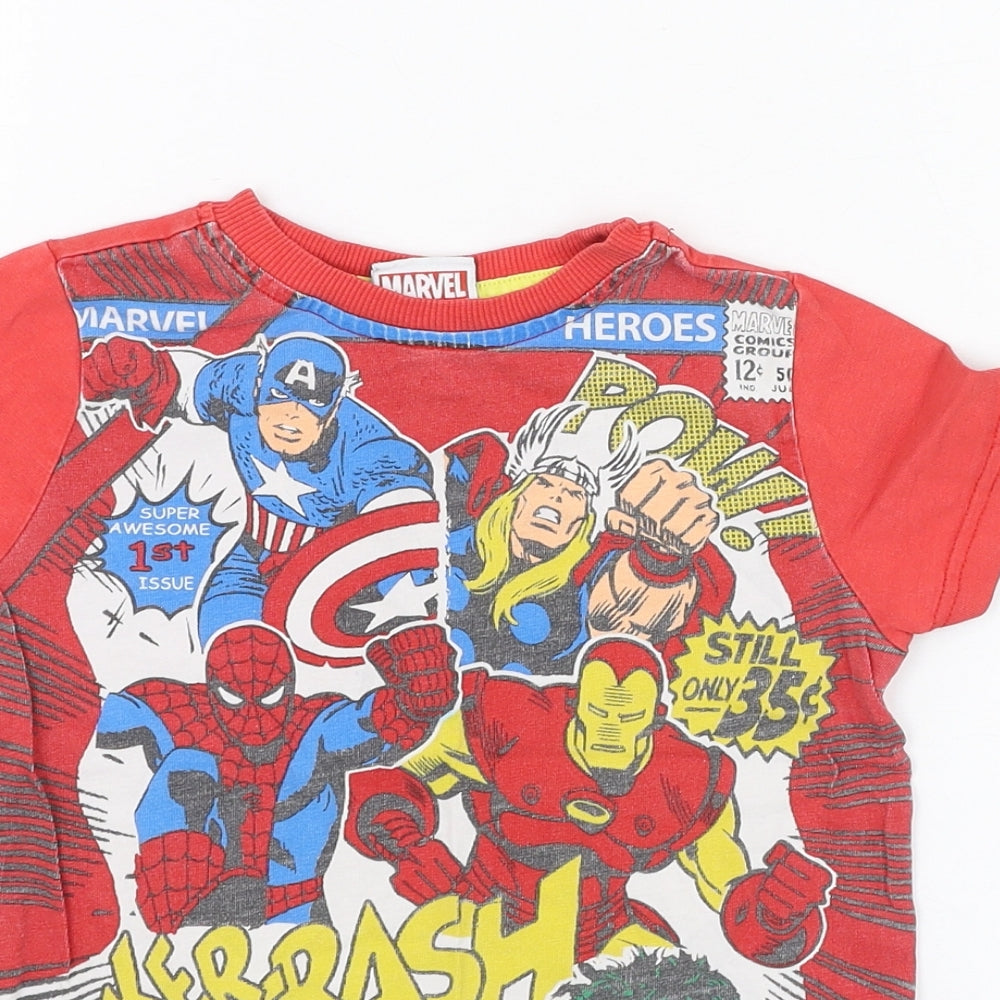 Marvel Boys Red  Cotton Basic T-Shirt Size 3-4 Years Round Neck Pullover - Marvel