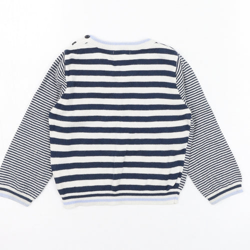 Mayoral Boys Blue Striped Cotton Pullover Jumper Size 12-18 Months  Pullover