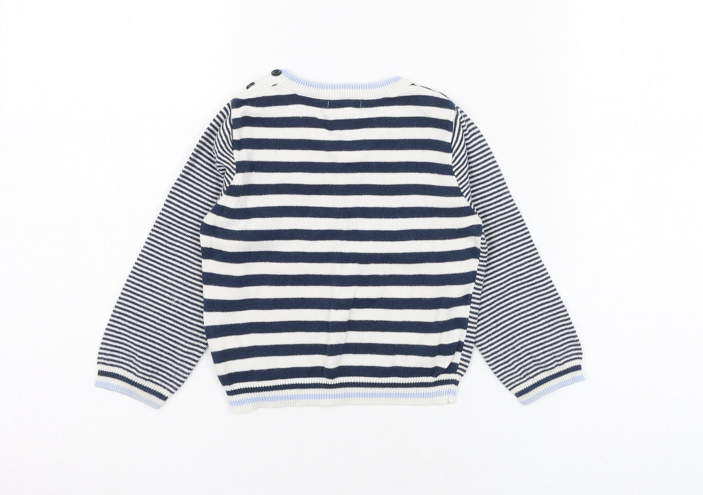 Mayoral Boys Blue Striped Cotton Pullover Jumper Size 12-18 Months  Pullover