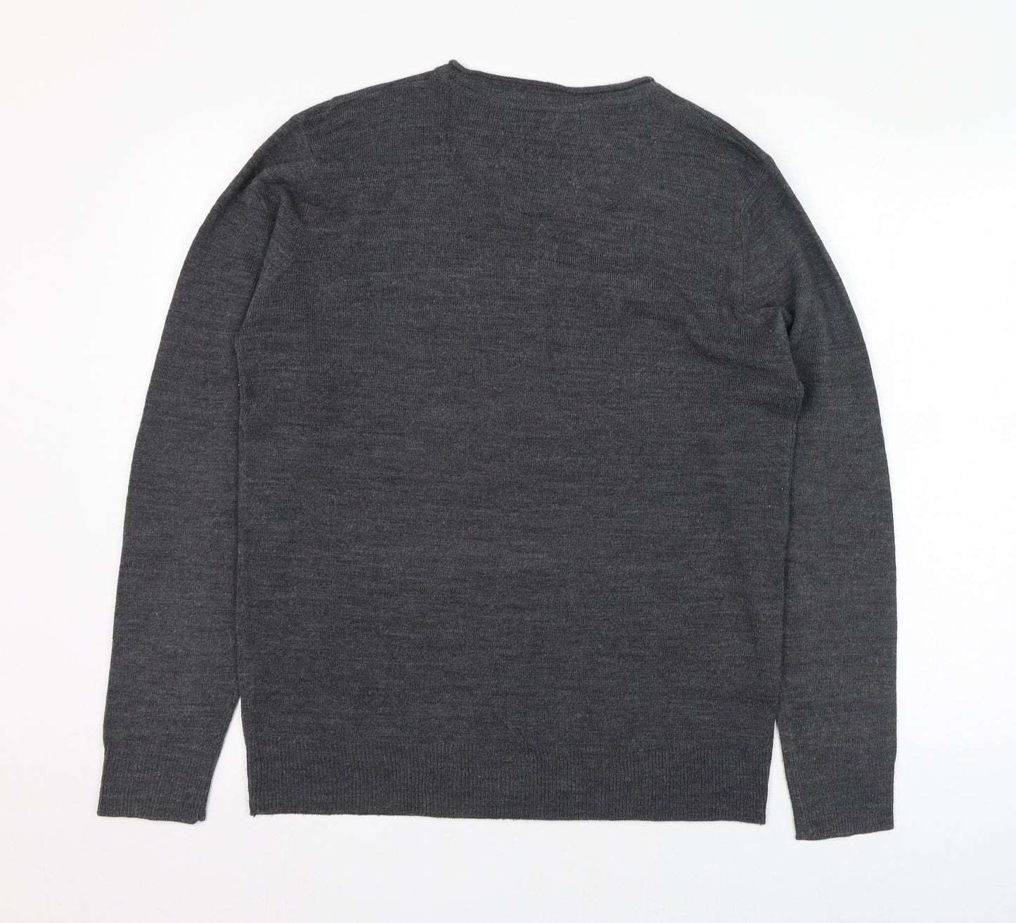 Industrialize Mens Grey V-Neck  Acrylic Pullover Jumper Size M