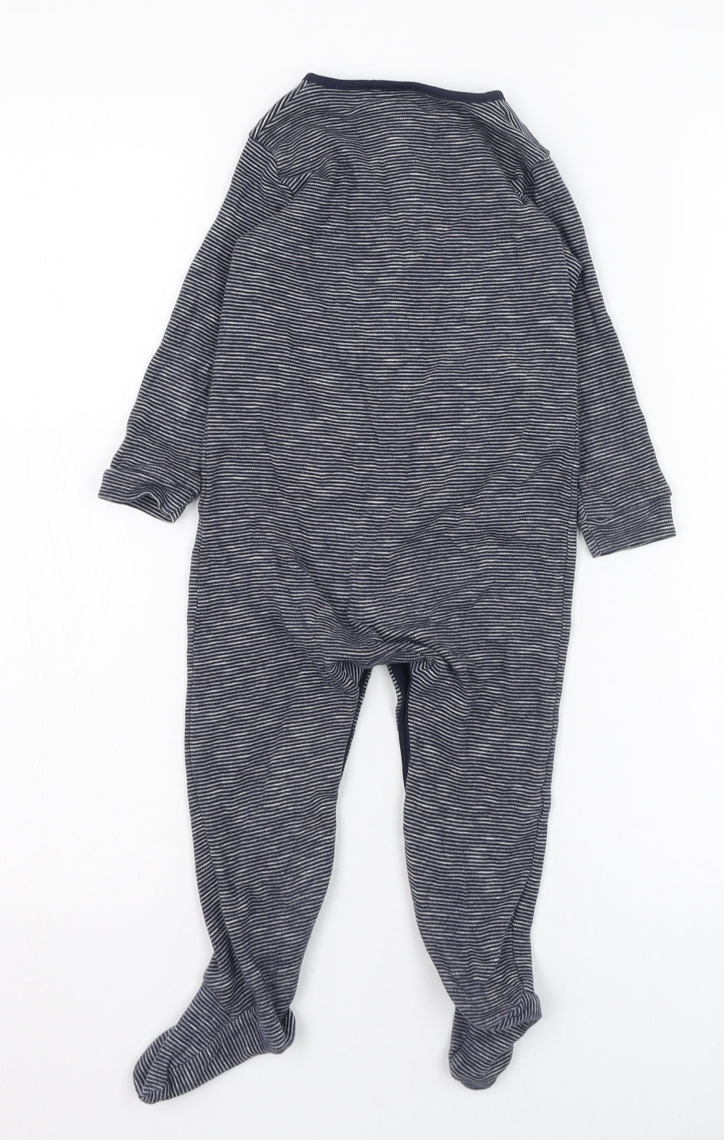 NEXT Boys Blue Striped Cotton Babygrow One-Piece Size 12-18 Months  Button - Elephant