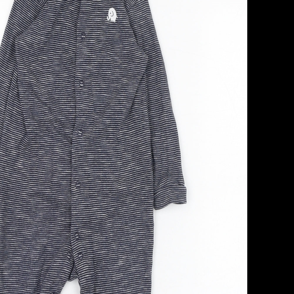NEXT Boys Blue Striped Cotton Babygrow One-Piece Size 12-18 Months  Button - Elephant