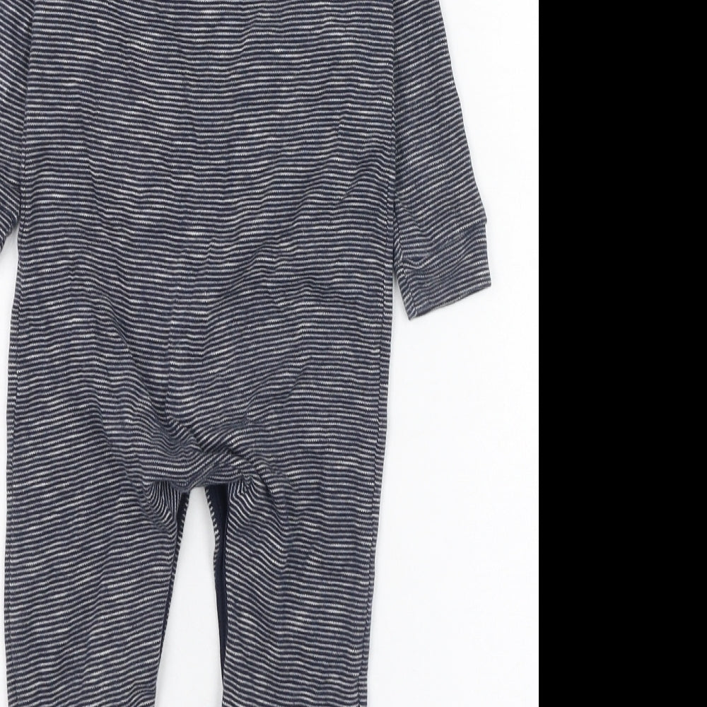 NEXT Boys Blue Striped Cotton Babygrow One-Piece Size 12-18 Months  Button - Elephant
