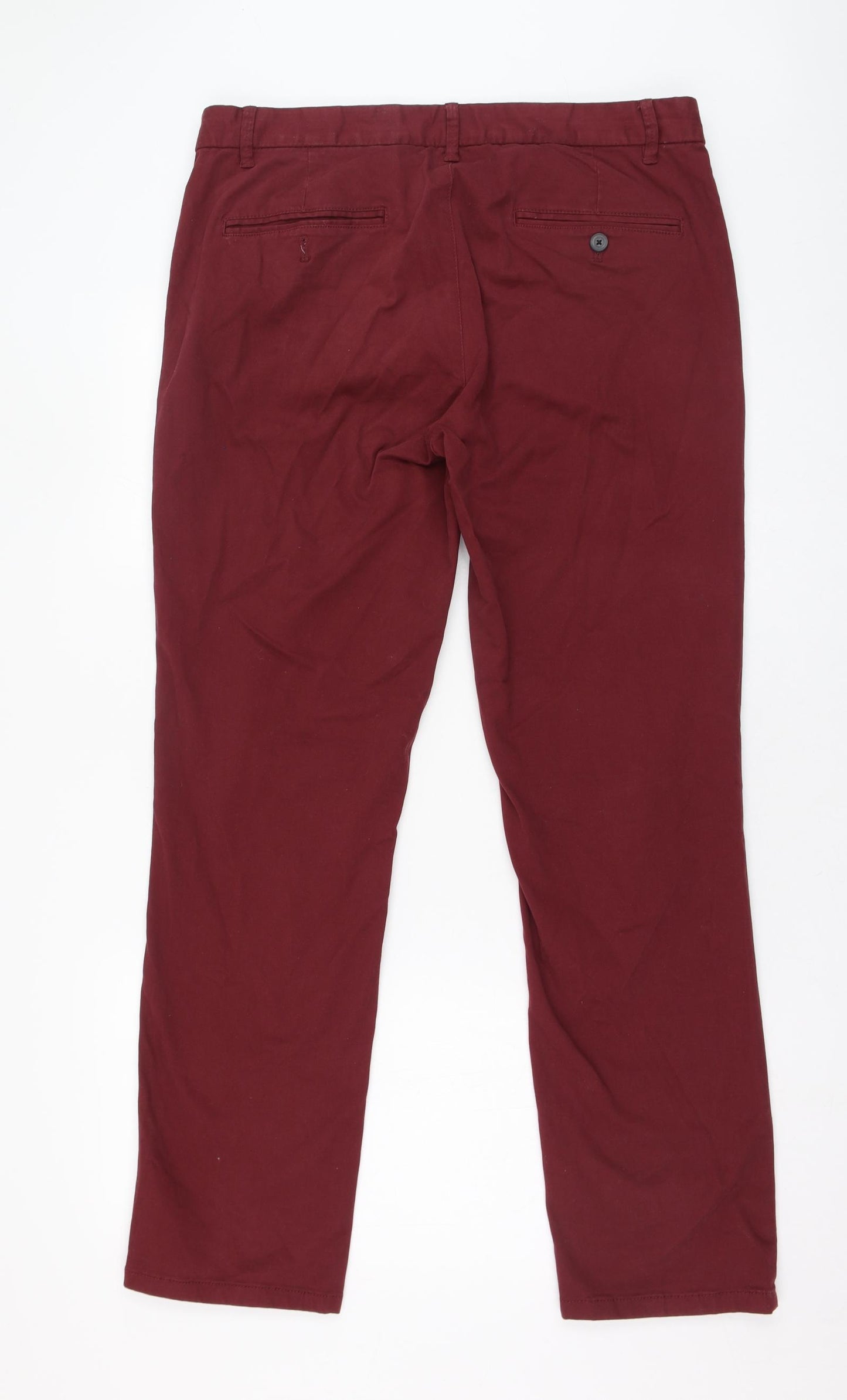 Burton Mens Red  Cotton Chino Trousers Size 36 L30 in Regular Zip