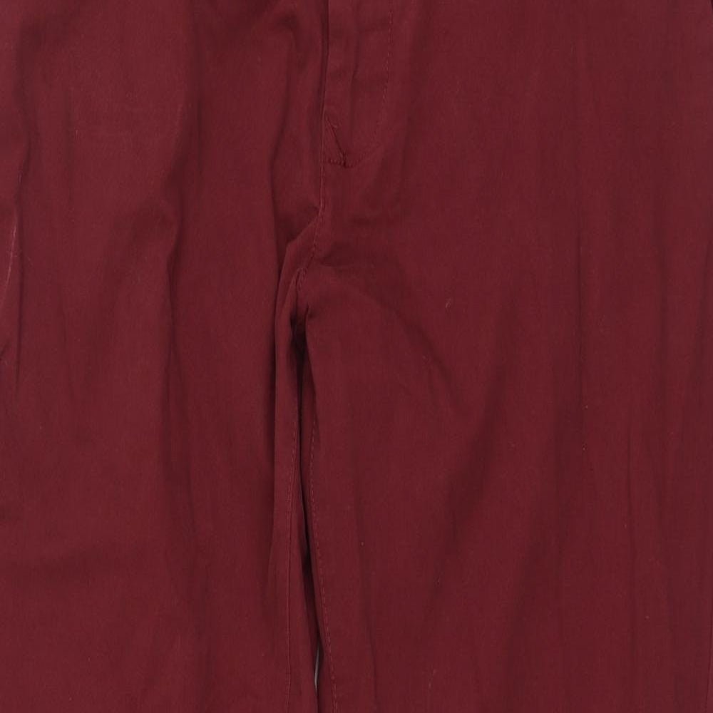 Burton Mens Red  Cotton Chino Trousers Size 36 L30 in Regular Zip