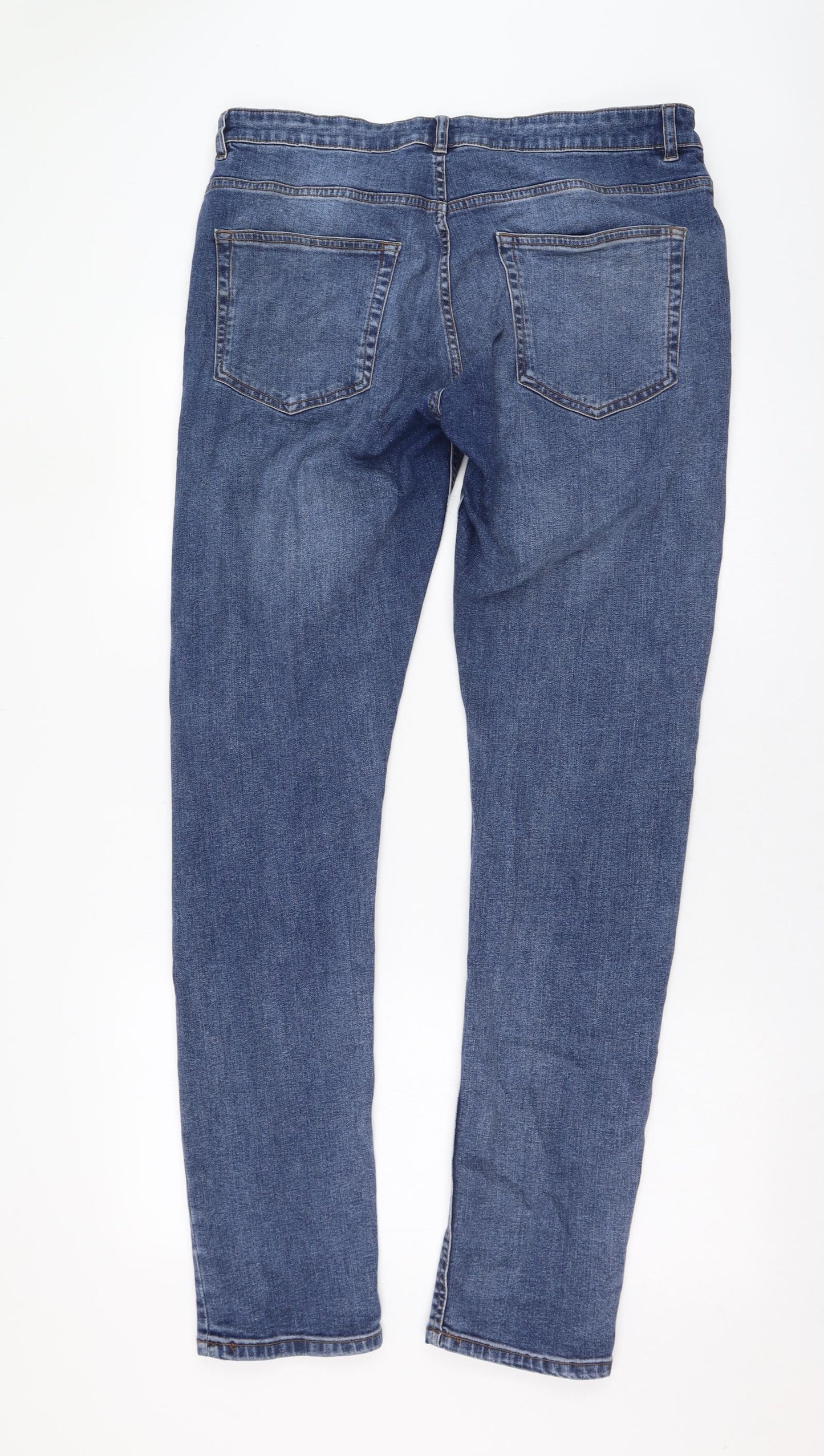 NEXT Mens Blue  Cotton Straight Jeans Size 36 L32 in Regular Zip