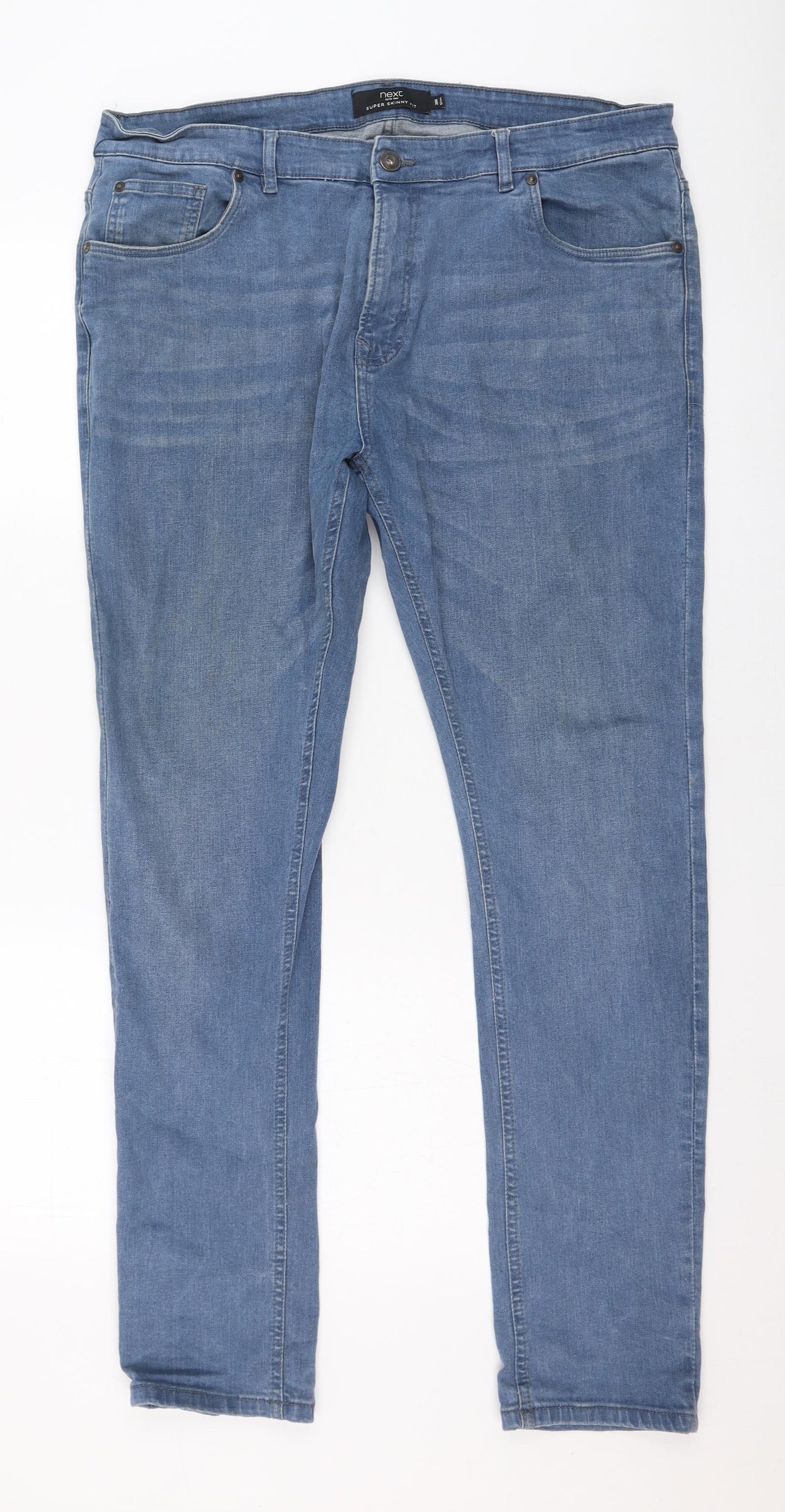 NEXT Mens Blue  Cotton Straight Jeans Size 36 L30 in Regular Zip