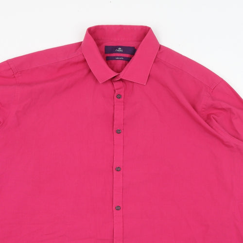 NEXT Mens Pink  Cotton  Dress Shirt Size 17 Collared Button