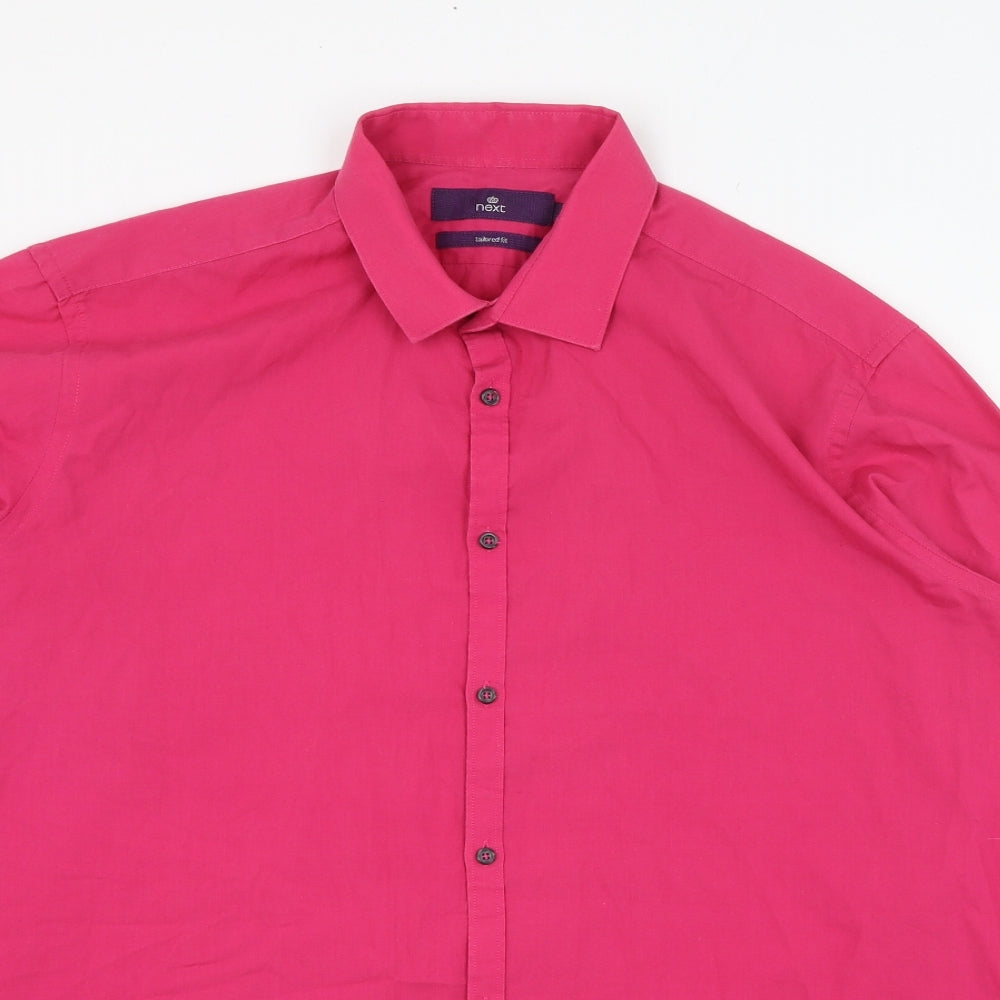 NEXT Mens Pink  Cotton  Dress Shirt Size 17 Collared Button