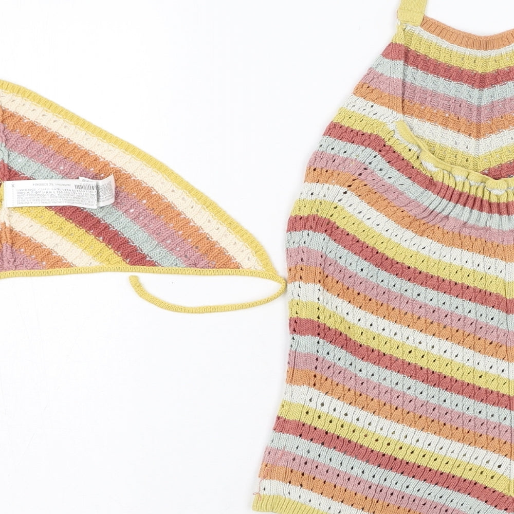Zara Girls Multicoloured Striped Cotton Romper One-Piece Size 4-5 Years  Pullover