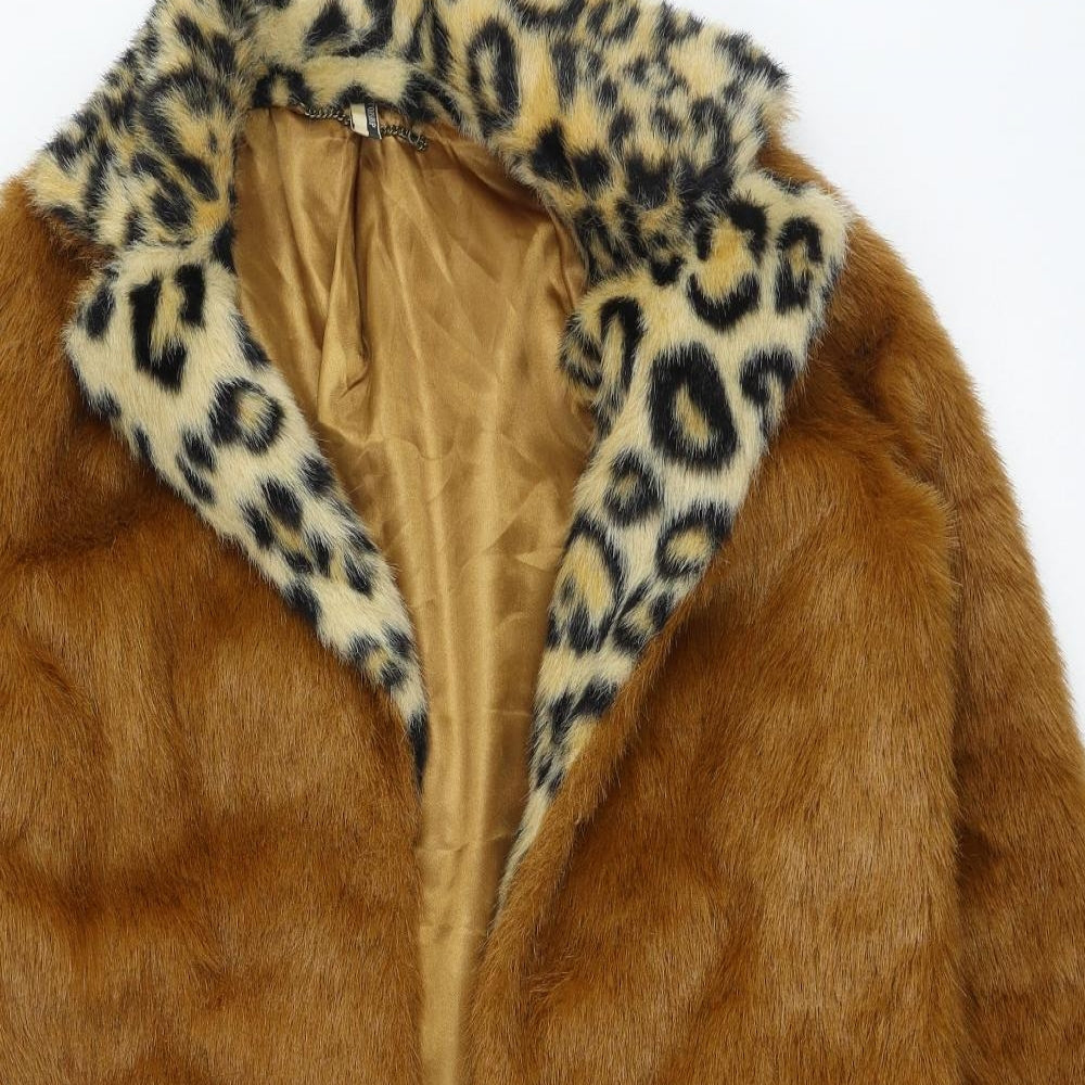 Topshop Womens Brown   Jacket Coat Size 12  Hook & Eye