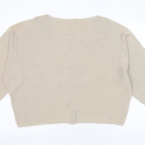 Preworn Womens Beige Round Neck  Cotton Pullover Jumper Size M