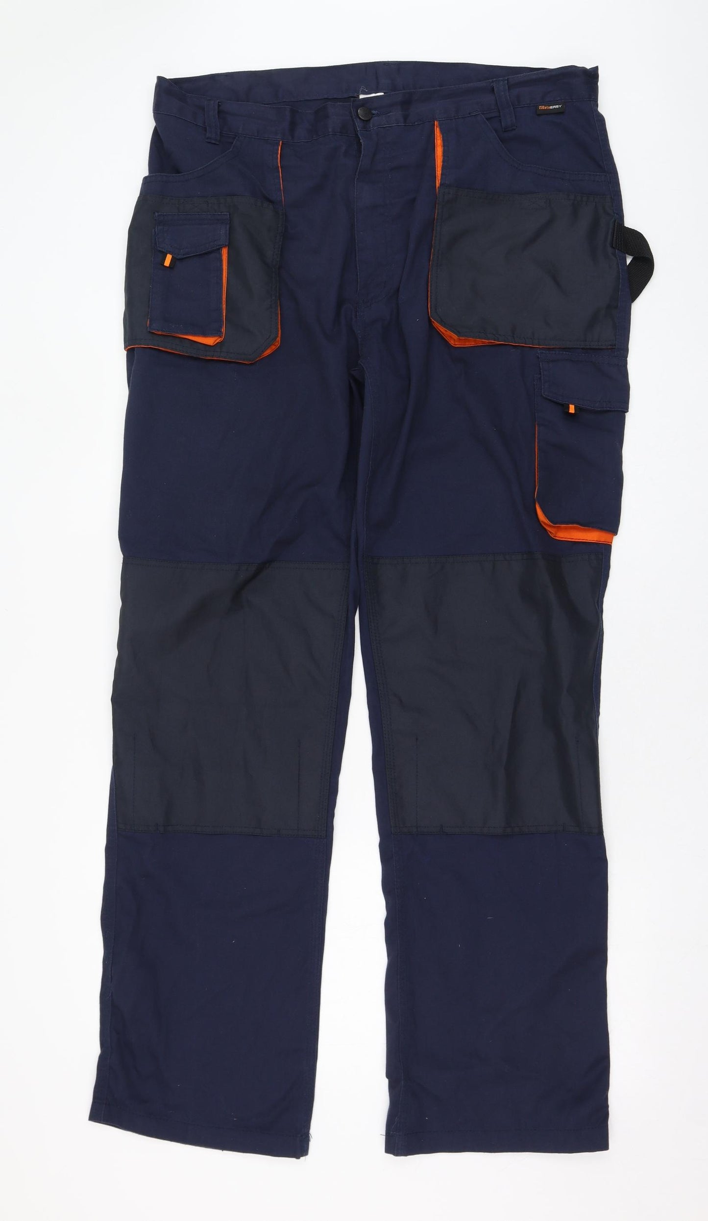 Beta Easy Mens Blue  Polyester Carpenter Trousers Size 2XL L33 in Regular Zip - Workwear