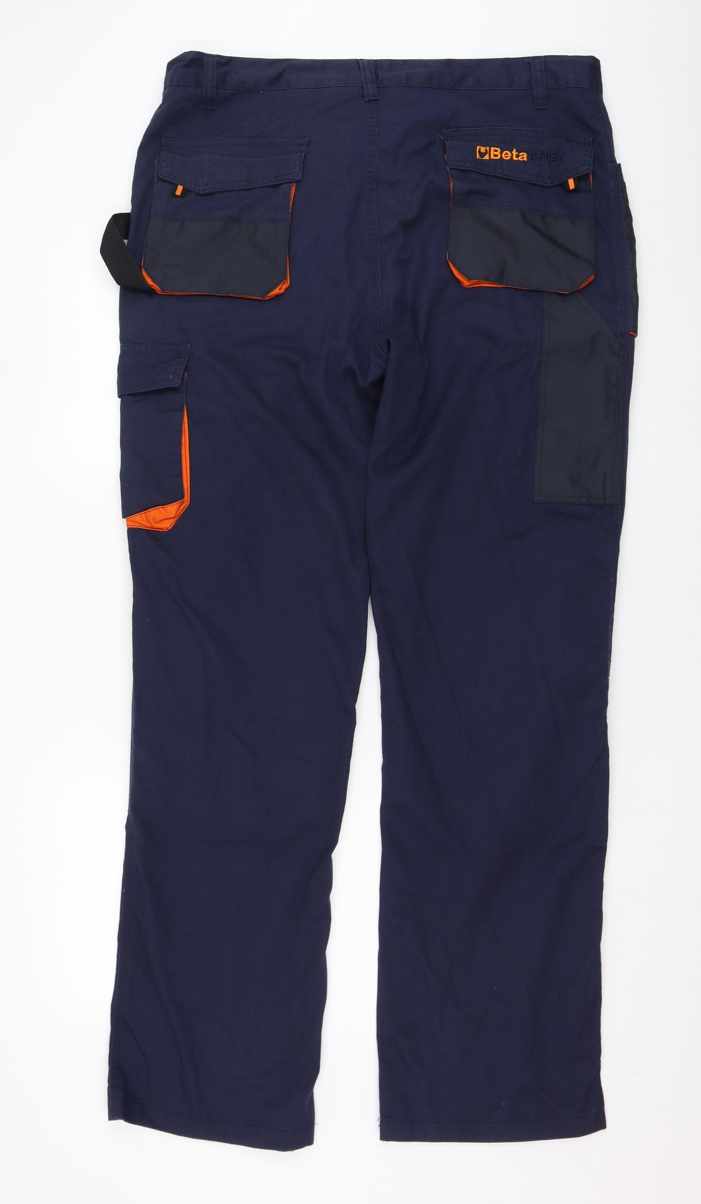 Beta Easy Mens Blue  Polyester Carpenter Trousers Size 2XL L33 in Regular Zip - Workwear