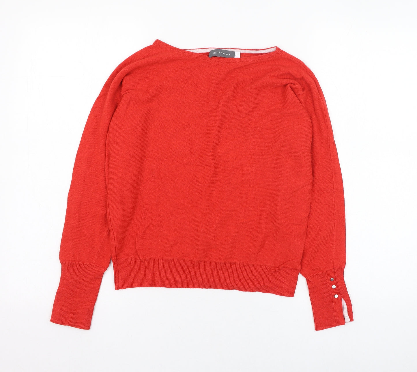 Mint Velvet Womens Red Round Neck  Cotton Pullover Jumper Size XS